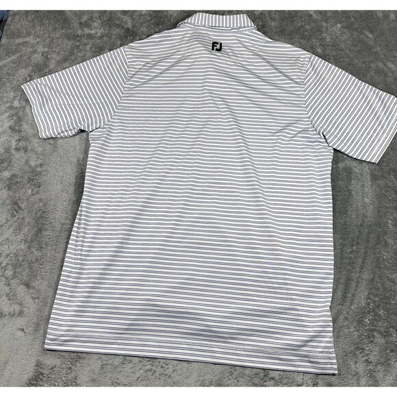 Footjoy Shirt Men’s‎ Large Gray Blue 1947 Stripped Polo Performance Golf Top - Picture 5 of 10